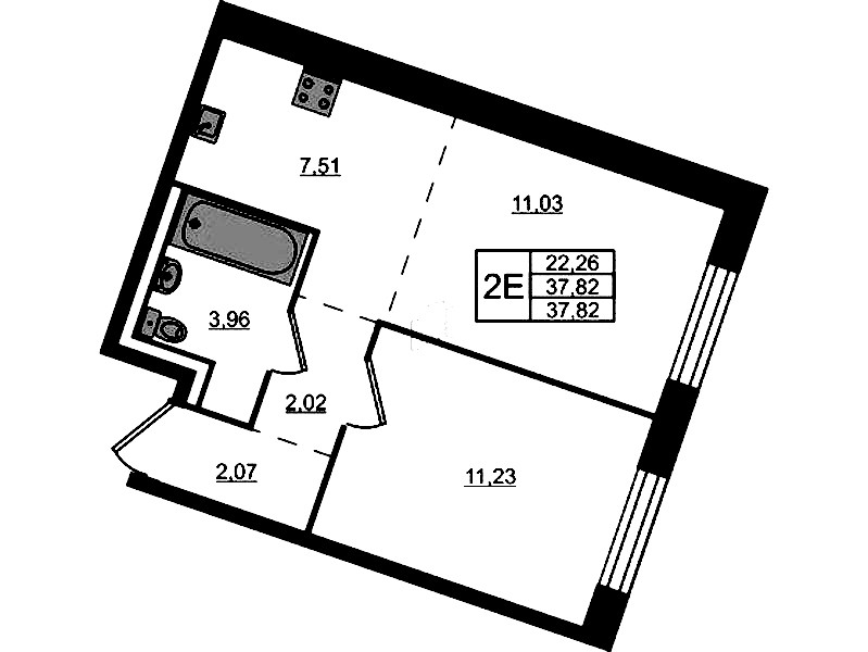 1-комнатная квартира 37.82 м², 1/9 эт., ЖК «Квартал Лаголово»